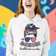 All American Healthcare Worker Nurse 4Th Of July Messy Bun Women Hoodie Gifts for Her