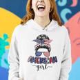 American Girl Messy Bun 4Th Of July Mom Usa Women Women Hoodie Gifts for Her
