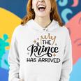 Baby Shower Text Design The Prince Has Arrived Women Hoodie Gifts for Her