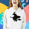 Halloween Scary Old Witch On Broom Art Design Pattern Women Hoodie Gifts for Her