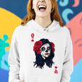 Halloween Sugar Skull With Red Floral Halloween Gift By Mesa Cute Women Hoodie Gifts for Her