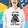 Live Fast Eat Trash Funny Raccoon Hiking Women Hoodie Gifts for Her