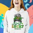 One Lucky Grammy Messy Bun Leopard St Patricks Day Women Hoodie Gifts for Her