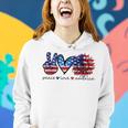 Peace Love America Flag Sunflower 4Th Of July Memorial Day Women Hoodie Gifts for Her