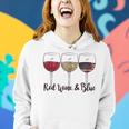 Red Wine & Blue 4Th Of July Wine Red White Blue Wine Glasses V2 Women Hoodie Gifts for Her