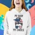 Womens My Body My Choice Pro Choice Messy Bun Us Flag Feminist Women Hoodie Gifts for Her