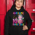 10 Years Old 10Th Birthday Unicorn Girl Awesome Since 2012 Women Hoodie Funny Gifts