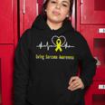 Ewings Sarcoma Awareness Heartbeat Yellow Ribbon Ewings Sarcoma Ewings Sarcoma Awareness Women Hoodie Funny Gifts