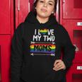 I Love My Two Moms Rainbow Gay Pride Flag Lgbtq Ally Kids Women Hoodie Unique Gifts