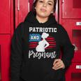 Womens Patriotic And Pregnant Baby Reveal 4Th Of July Pregnancy Women Hoodie Funny Gifts
