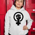 Feminist Raised Fist - Distressed Fitted Women Hoodie Funny Gifts