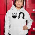 Man With Beard And Glasses With Woman Wavy Hair Women Hoodie Funny Gifts