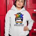 Proud Mom Messy Hair Bun Lgbtq Rainbow Flag Lgbt Pride Ally V3 Women Hoodie Funny Gifts