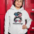 Womens Dispatcher Messy Bun American Us Flag 4Th Of July Women Hoodie Funny Gifts