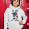Womens My Body My Choice Pro Choice Messy Bun Us Flag Feminist Women Hoodie Unique Gifts
