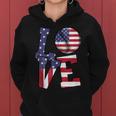 4Th Of July Love Baseball Patriotic Usa Flag For Dad Mom Women Hoodie