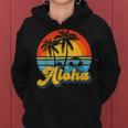 Aloha Hawaii Hawaiian Island Vintage Palm Tree Surfboard V2 Women Hoodie