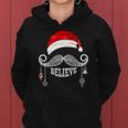 Believe Christmas Santa Mustache With Ornaments - Believe Women Hoodie