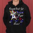 Friends Dont Let Friends Fight Chronic Fatigue Syndrome Cfs Alone Unicorn Blue Ribbon Chronic Fatigue Syndrome Support Cfs Awareness V2 Women Hoodie