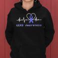 Gerd Awareness Heartbeat Periwinkle Blue Ribbon Gastroesophageal Reflux Disease Gerd Awareness Women Hoodie
