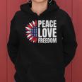 Peace Love Freedom America Usa Flag Sunflower Women Hoodie