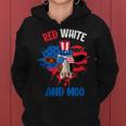 Red White And Moo Patriotic Cow Farmer 4Th Of July Women Hoodie