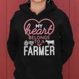 Womens My Heart Belongs To A Farmer Romantic Farm Wife Girlfriend Women Hoodie