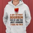 A Day Without Bourbon Is Like Just Kidding I Have No Idea Funny Saying Bourbon Lover Drinker Gifts Women Hoodie