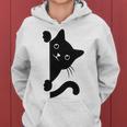 Black Cat Peeking Women Hoodie