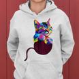 Cute Cat Gift For Kitten Lovers Colorful Art Kitty Adoption Women Hoodie