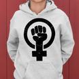 Feminist Raised Fist - Distressed Fitted Women Hoodie