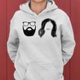 Man With Beard And Glasses With Woman Wavy Hair Women Hoodie