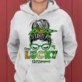 One Lucky Grammy Messy Bun Leopard St Patricks Day Women Hoodie