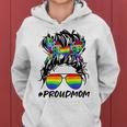 Proud Mom Lgbt Gay Pride Messy Bun Rainbow Lgbtq Women Hoodie