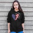 Heart Cross Faith Fourth 4Th Of July Patriotic Christians Zip Up Hoodie