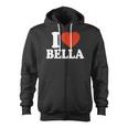 I Love Bella I Heart Bella Red Heart Valentine Zip Up Hoodie