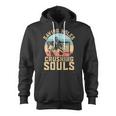 Saving Holes Crushing Souls Retro Ice Hockey Goalie Zip Up Hoodie