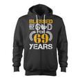 Vintage Blessed By God For 69 Years Happy 69Th Birthday Zip Up Hoodie