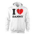 I Love Danny Red Heart Zip Up Hoodie