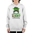 One Lucky Grammy St Patricks Day Messy Bun Mom Irish Youth Hoodie