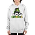 One Lucky Grandma Messy Bun Leopard St Patricks Day Youth Hoodie