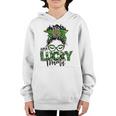 One Lucky Mama St Patricks Day Leopard Messy Bun Youth Hoodie