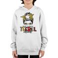 Teeball Mom Leopard Ball Mom Messy Hair Bun Mothers Day Youth Hoodie