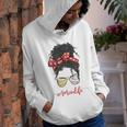 Baseball Softball Momlife Mom Messy Bun Afro Mom Mothers Day Youth Hoodie