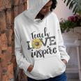 Teach Love Inspire Sunflower Teacher Inspirational Quotes Cute Lettering Youth Hoodie