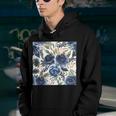 Pattern Watercolor Flower Navy Blue Youth Hoodie