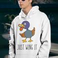 Just Wing It Duck Puns Quack Puns Duck Jokes Puns Funny Duck Puns Duck Related Puns Youth Hoodie