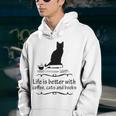 Life Is Better With Coffee Cats And Books 682 Shirt Youth Hoodie