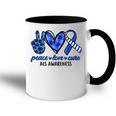 Peace Love Cure Blue & White Ribbon Als Awareness Month V2 Accent Mug