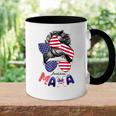 4Th Of July American Mama Messy Bun Mom Life Patriotic Mom Accent Mug